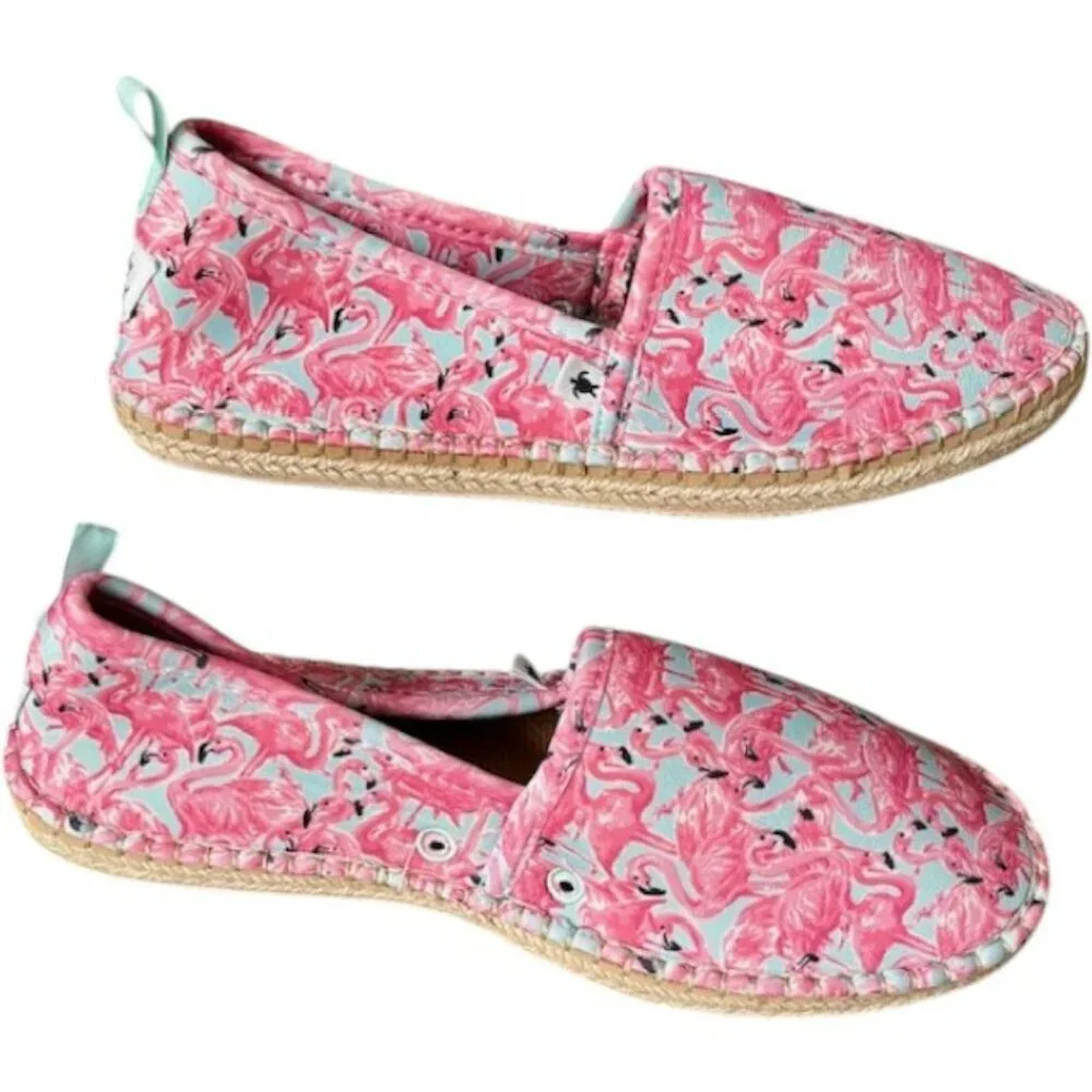 Simply Southern Flamingo Slip-On Espadrilles (Flat) - Pink/Aqua - 9